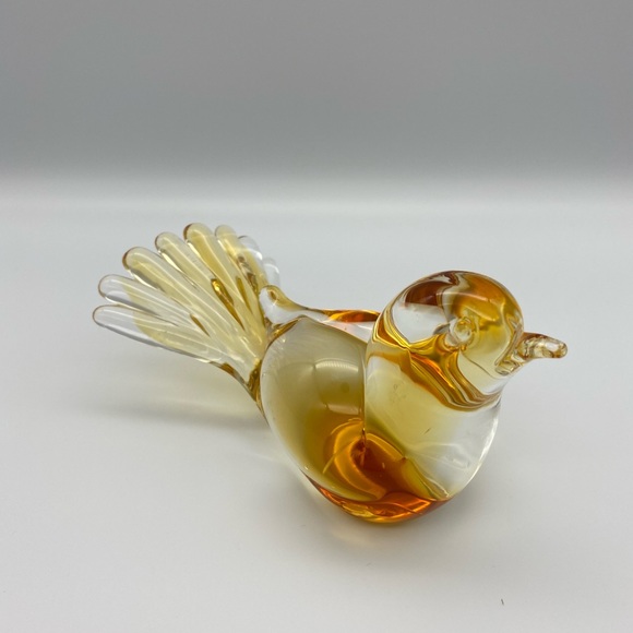 Amber Handblown Murano Glass Bird R Anatra Signed - Picture 7 of 14